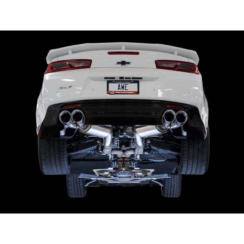 AWE Tuning 16-19 Chevrolet Camaro SS Axle-back Exhaust - Touring Edition (Quad Chrome Silver Tips) - The Coin Has A Say
