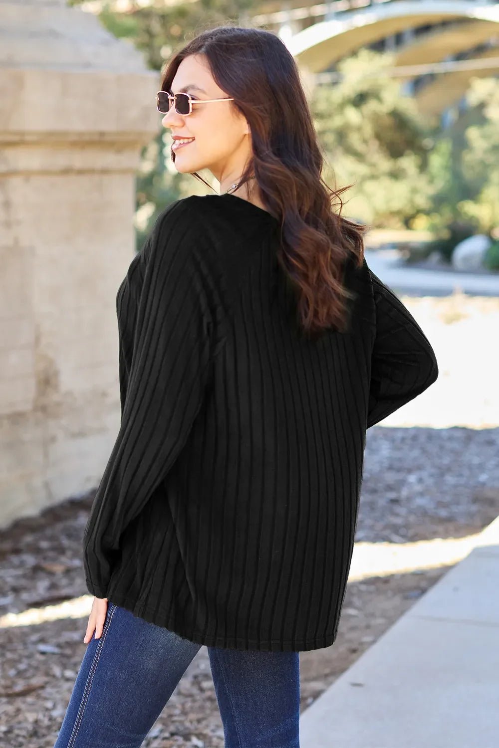 Basic Bae Full Size Ribbed Round Neck Long Sleeve Knit Top - The Coin Has A Say