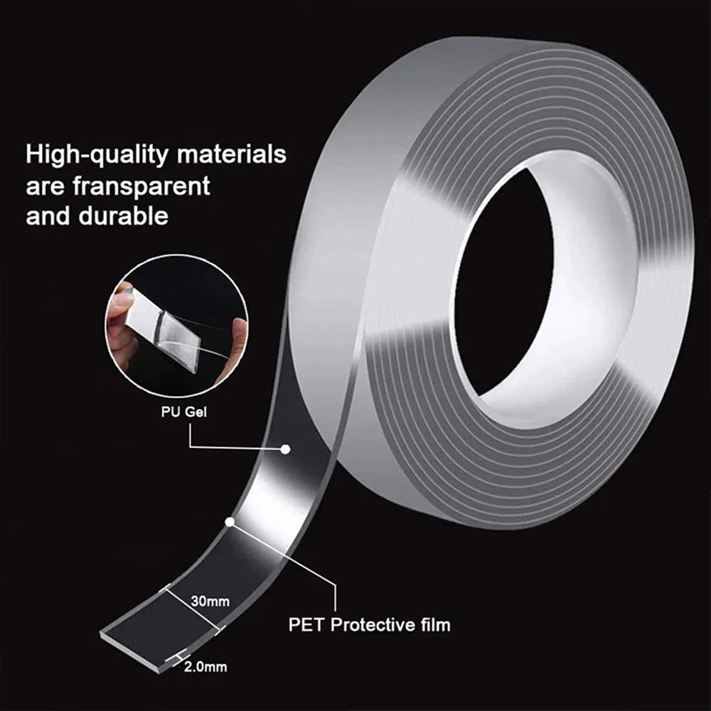 1pc Strong Double-sided Tape, Can Be Cleaned And Reused. Transparent Double-sided Tape Use for Kitchen, Bathroom, Office - The Coin Has A Say
