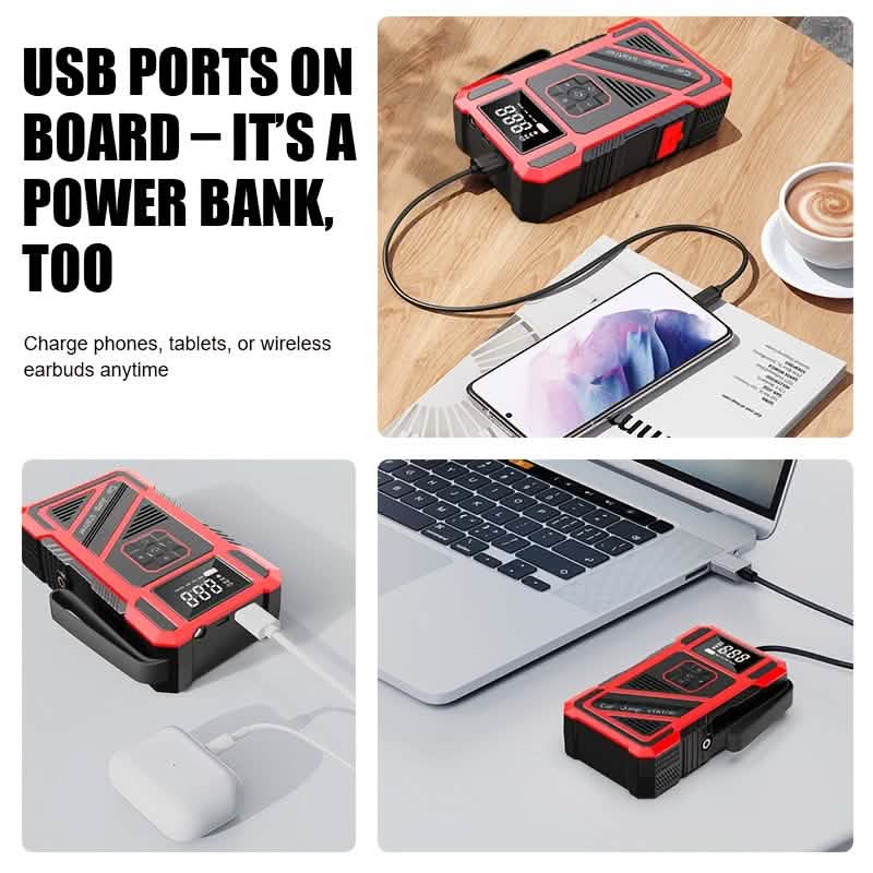 3000A 21V Car Jump Starter & 150PSI Tire Inflator 2-in-1 Portable Compressor - The Coin Has A Say