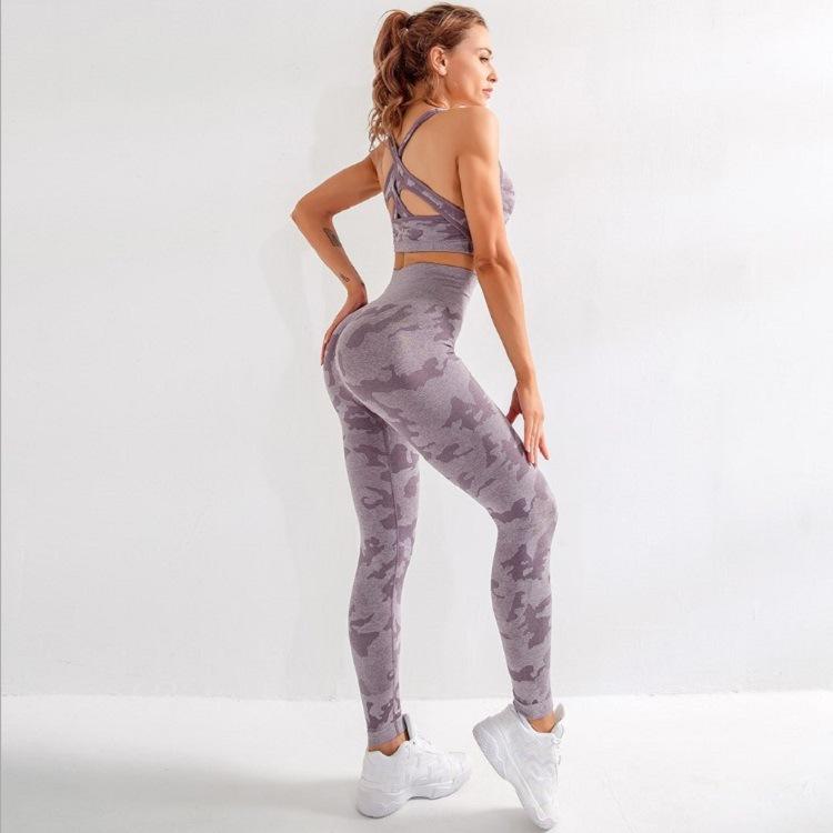 3pcs Women Carmful Camo Yoga Set Women Seamless Fitness Yoga Bra Sport - The Coin Has A Say