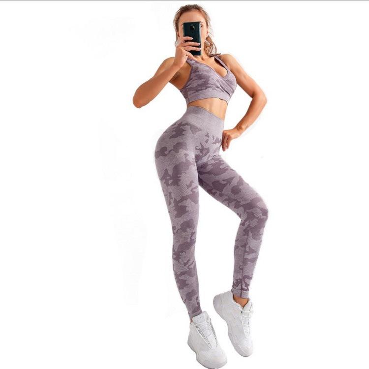 3pcs Women Carmful Camo Yoga Set Women Seamless Fitness Yoga Bra Sport - The Coin Has A Say