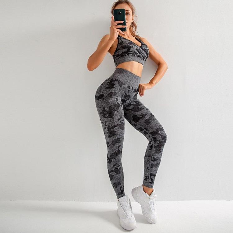 3pcs Women Carmful Camo Yoga Set Women Seamless Fitness Yoga Bra Sport - The Coin Has A Say