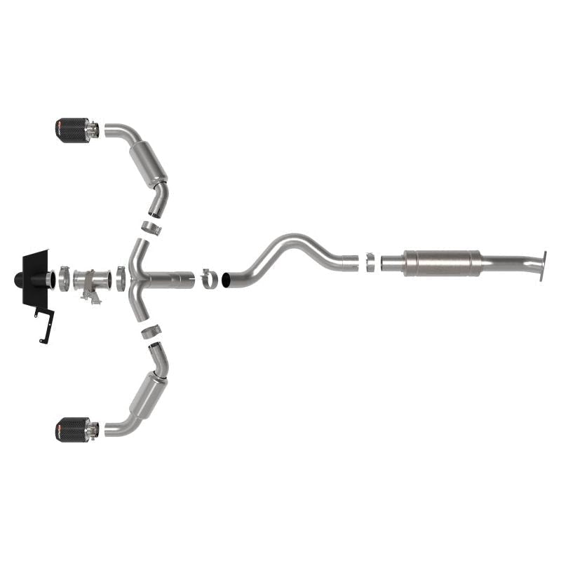 aFe 23-24 Toyota GR Corolla L3 1.6L (t) Gemini XV 3in to 2-1/2in CatBack Exhaust w/Carbon Fiber Tips - The Coin Has A Say