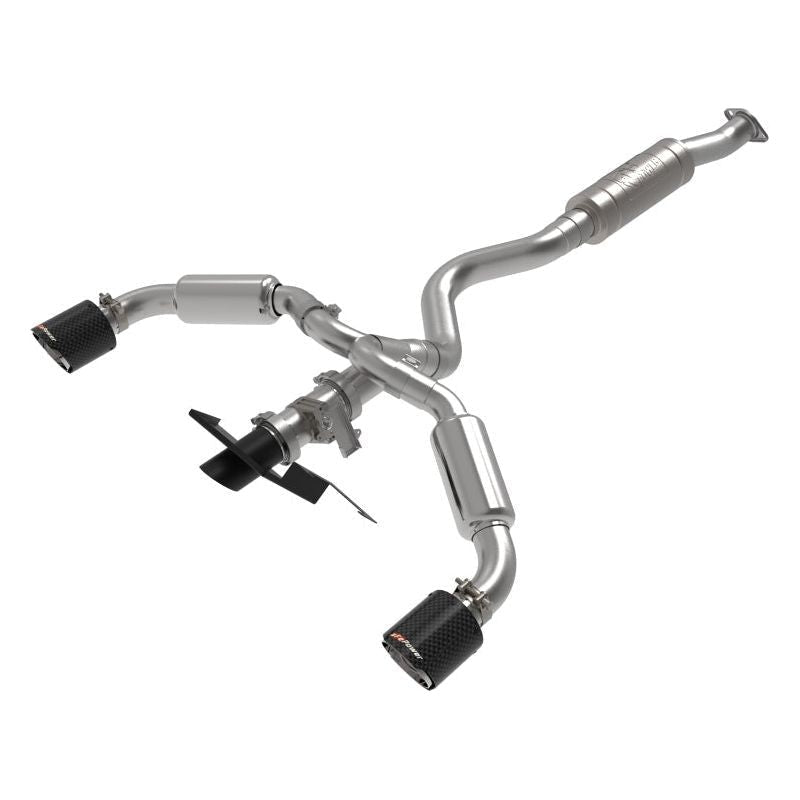 aFe 23-24 Toyota GR Corolla L3 1.6L (t) Gemini XV 3in to 2-1/2in CatBack Exhaust w/Carbon Fiber Tips - The Coin Has A Say