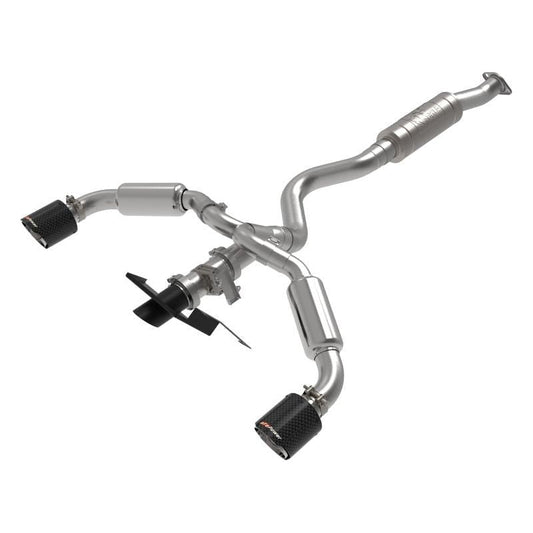 aFe 23-24 Toyota GR Corolla L3 1.6L (t) Gemini XV 3in to 2-1/2in CatBack Exhaust w/Carbon Fiber Tips - The Coin Has A Say