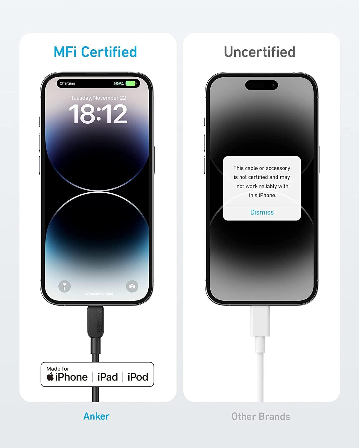 Anker <b>310</b> USB-C to Lightning Cable (6 ft, 2-Pack) - The Coin Has A Say
