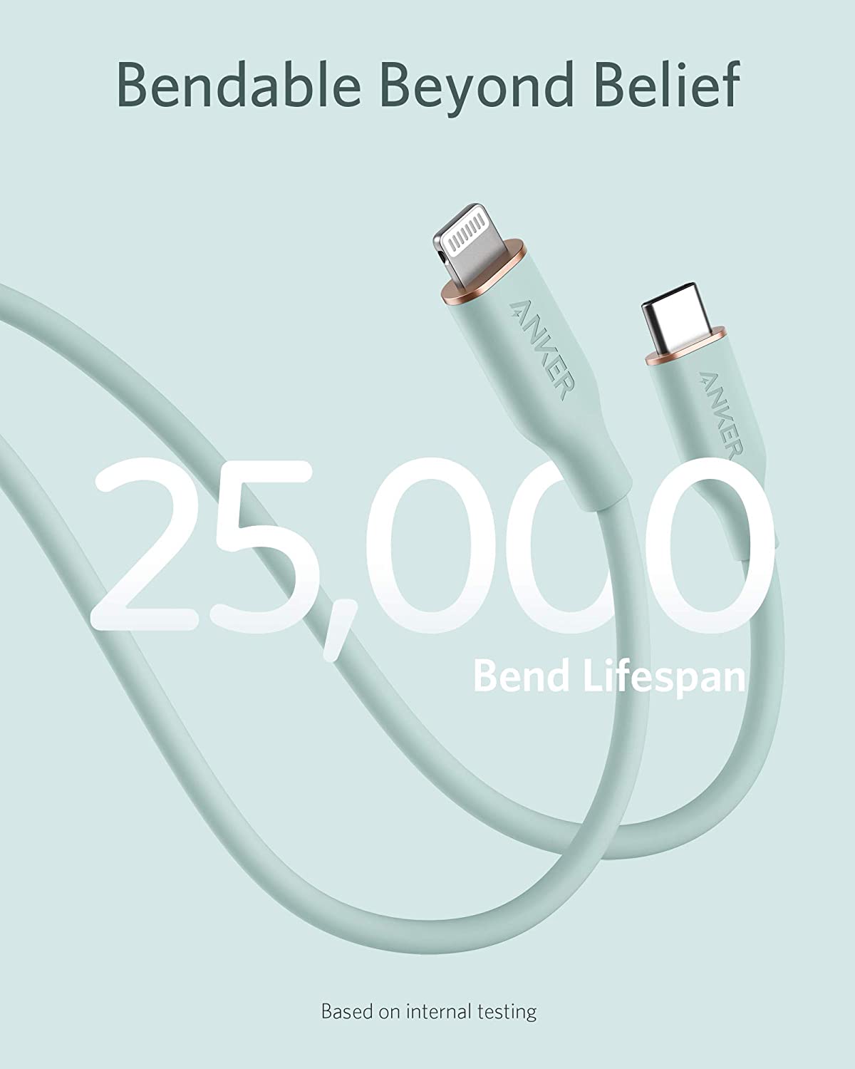 Anker <b>641</b> USB-C to Lightning Cable (Flow, 3 ft Silicone) - The Coin Has A Say