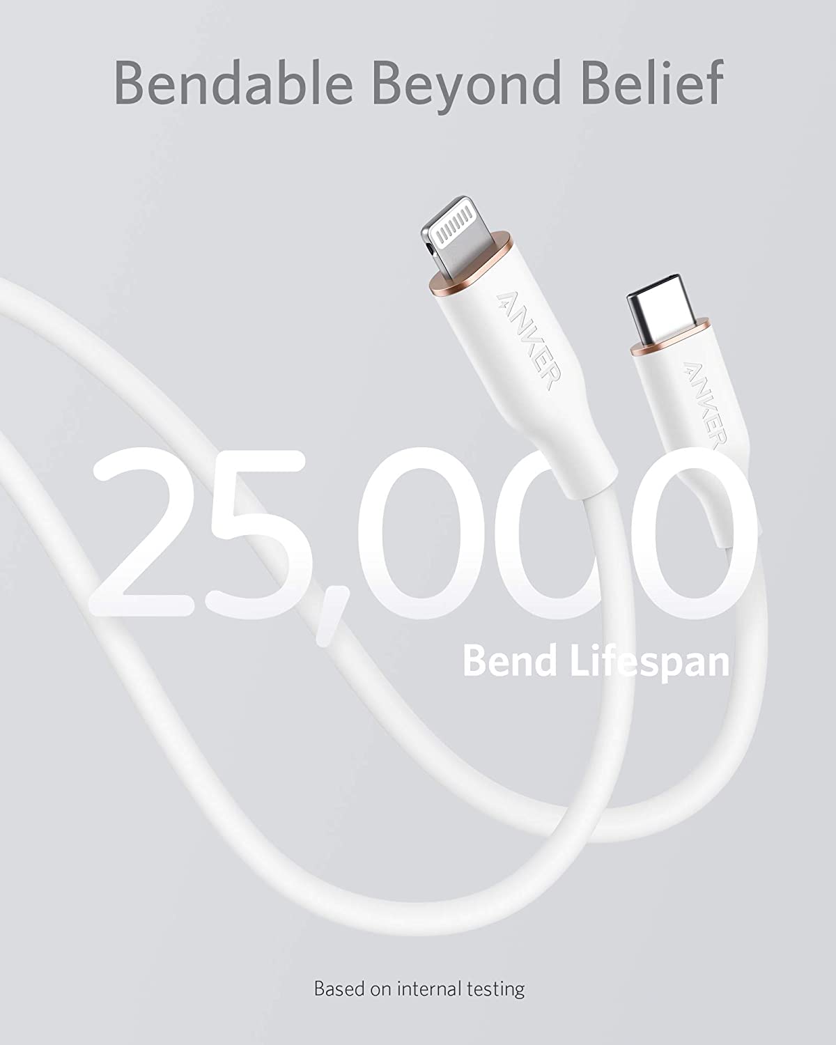 Anker <b>641</b> USB-C to Lightning Cable (Flow, 3 ft Silicone) - The Coin Has A Say