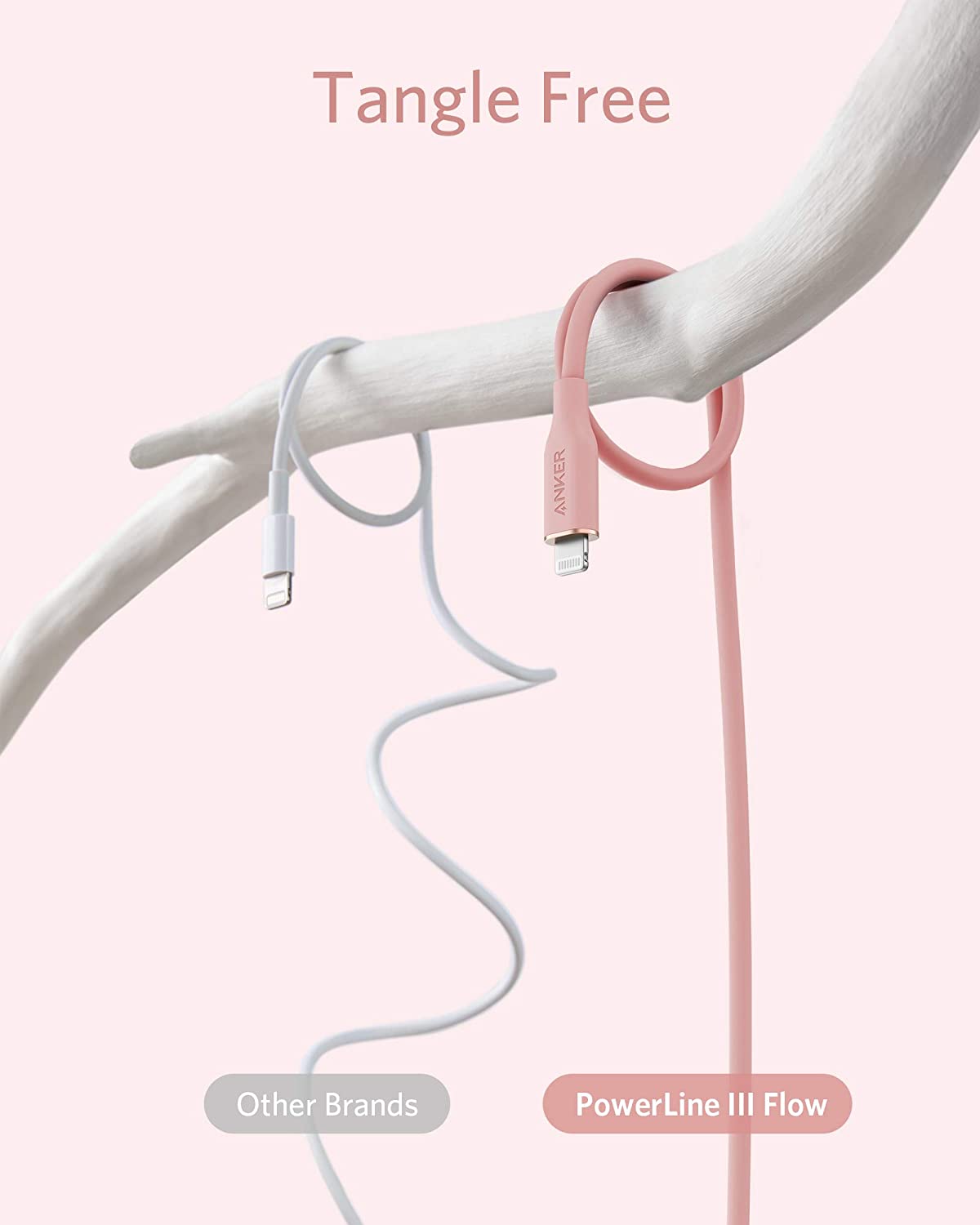 Anker <b>641</b> USB-C to Lightning Cable (Flow, 3 ft Silicone) - The Coin Has A Say