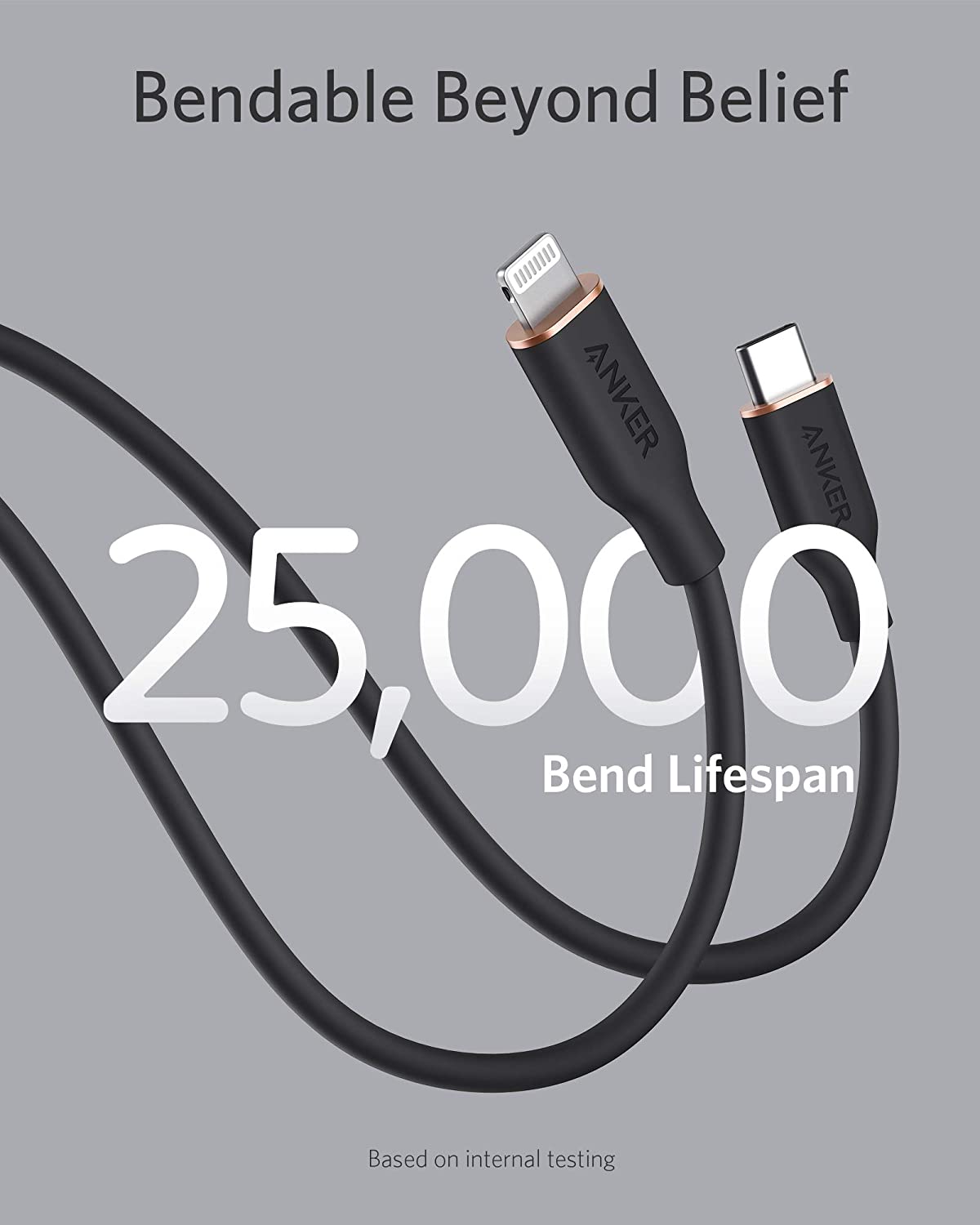 Anker <b>641</b> USB-C to Lightning Cable (Flow, 3 ft Silicone) - The Coin Has A Say