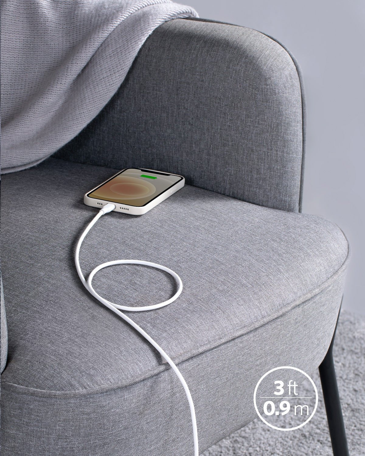 Anker <b>641</b> USB-C to Lightning Cable (Flow, 3 ft Silicone) - The Coin Has A Say