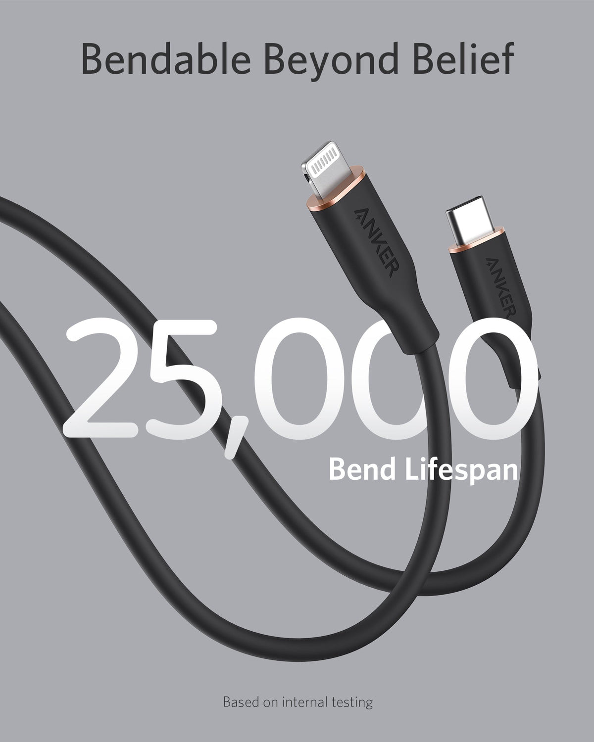 Anker <b>641</b> USB-C to Lightning Cable (Flow, 3 ft Silicone) - The Coin Has A Say