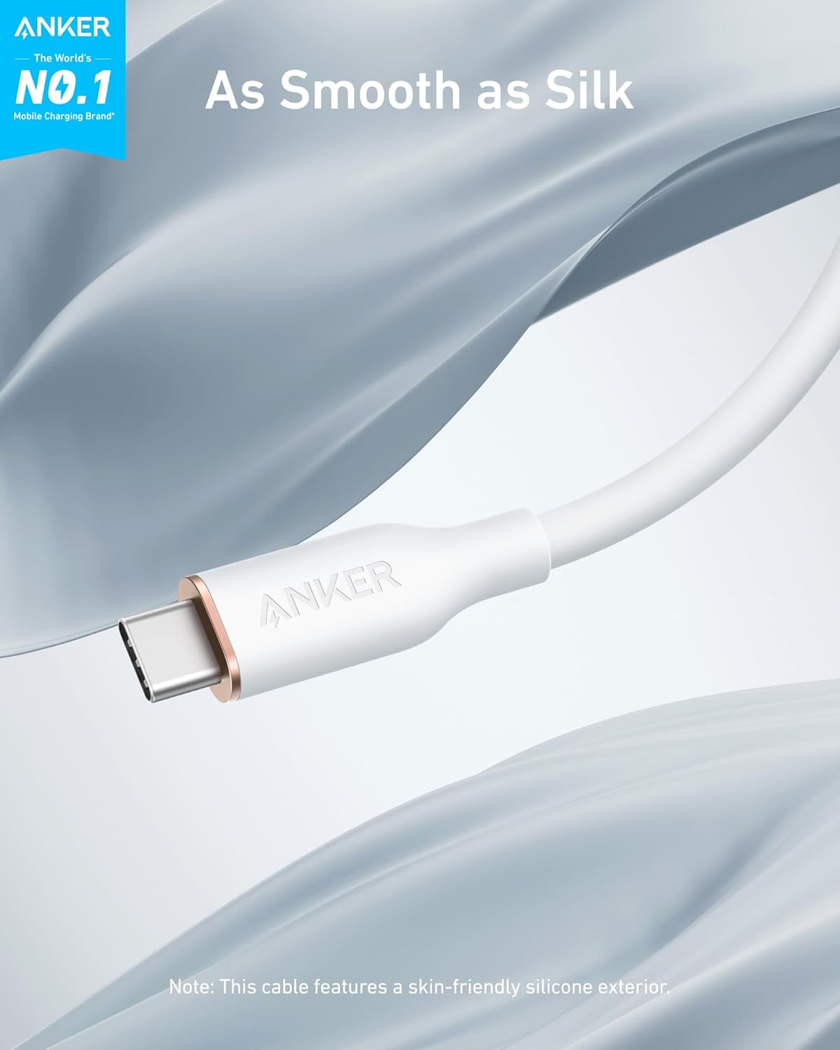 Anker <b>643</b> USB-C to USB-C Cable (Flow, Silicone) - The Coin Has A Say
