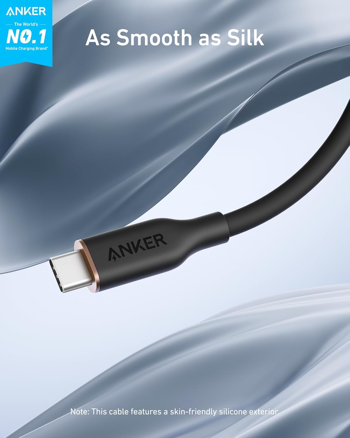 Anker <b>643</b> USB-C to USB-C Cable (Flow, Silicone) - The Coin Has A Say