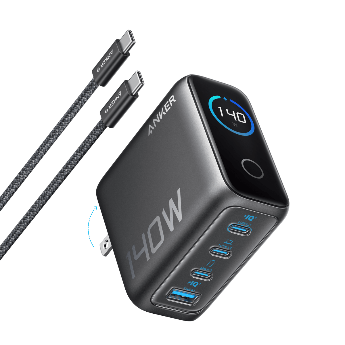 Anker Charger (140W, 4-Port, PD 3.1) with USB-C Cable - The Coin Has A Say