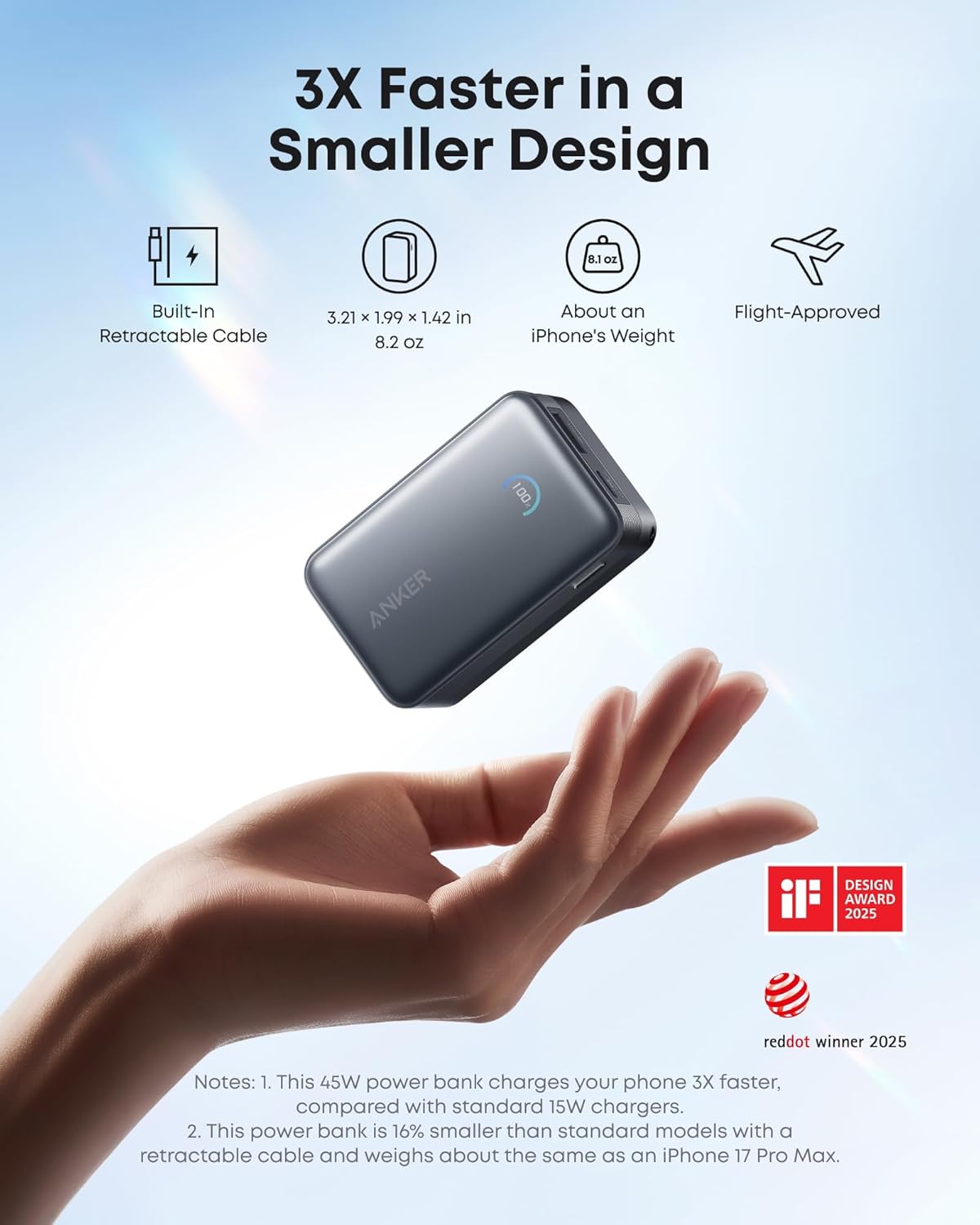 Anker Nano Power Bank (10K, 45W, Built-In Retractable USB-C Cable) - The Coin Has A Say