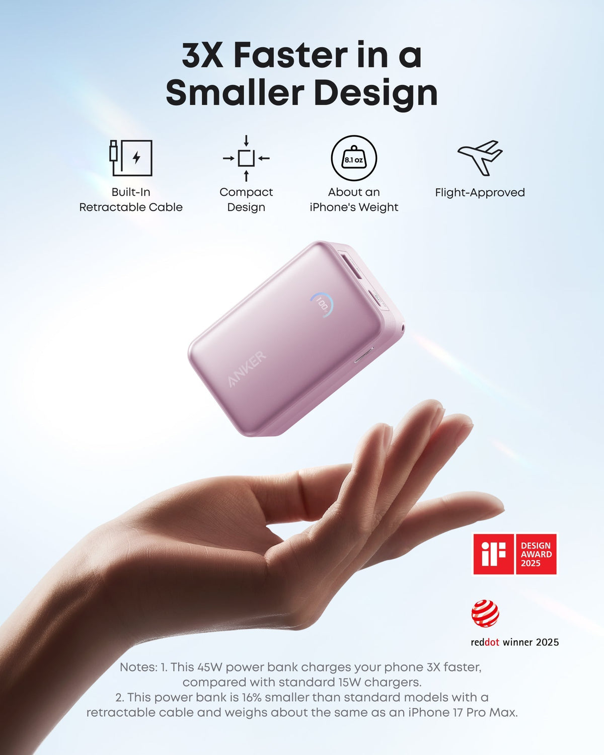 Anker Nano Power Bank (10K, 45W, Built-In Retractable USB-C Cable) - The Coin Has A Say