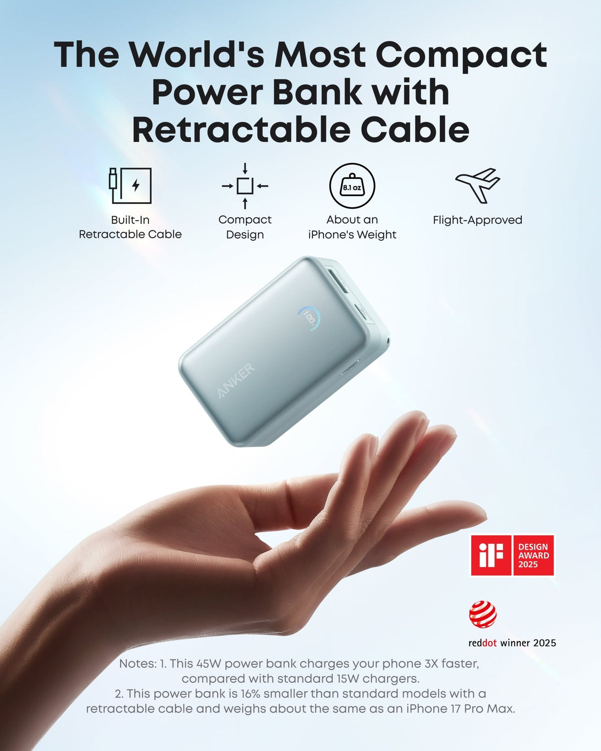 Anker Nano Power Bank (10K, 45W, Built-In Retractable USB-C Cable) - The Coin Has A Say