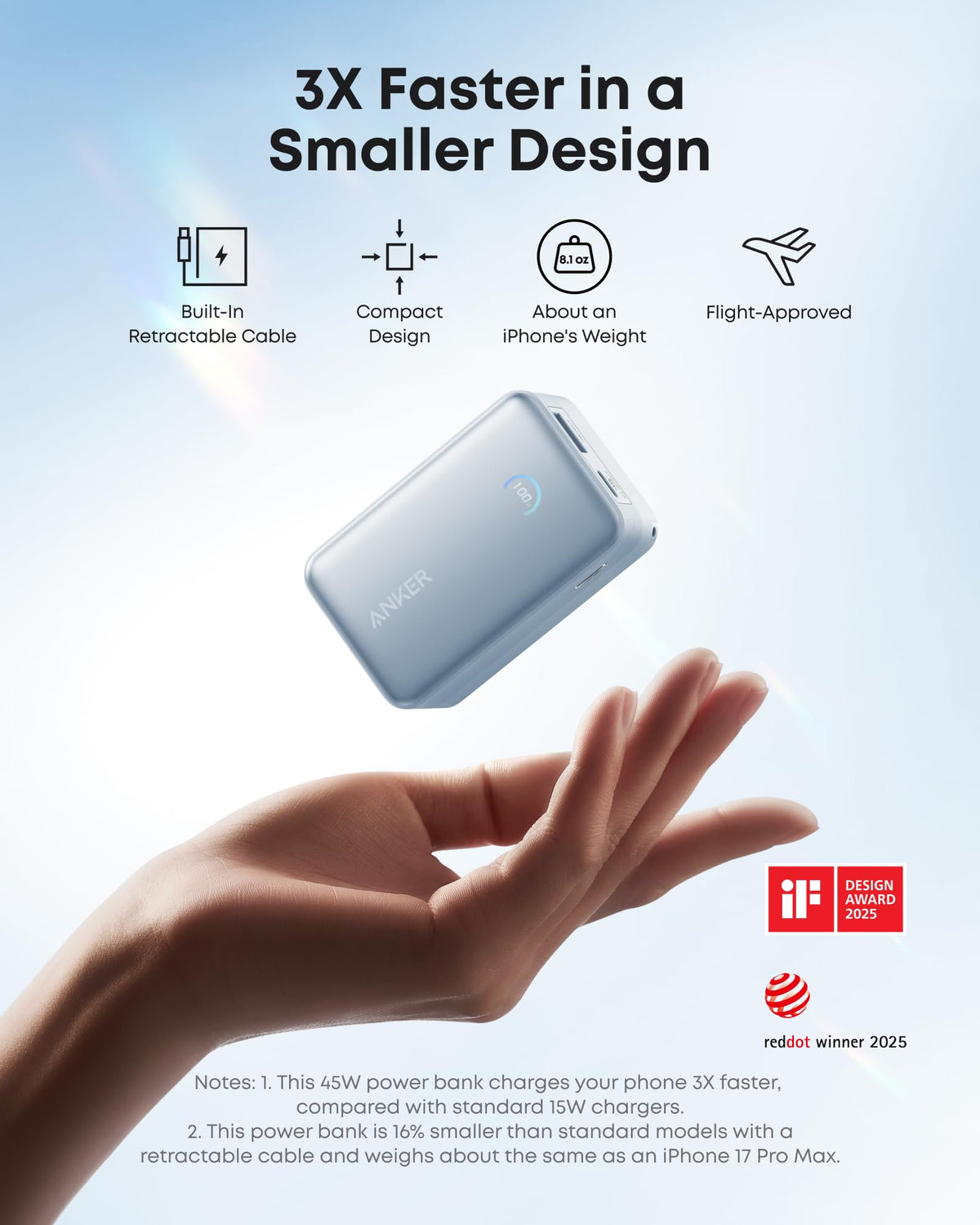 Anker Nano Power Bank (10K, 45W, Built-In Retractable USB-C Cable) - The Coin Has A Say