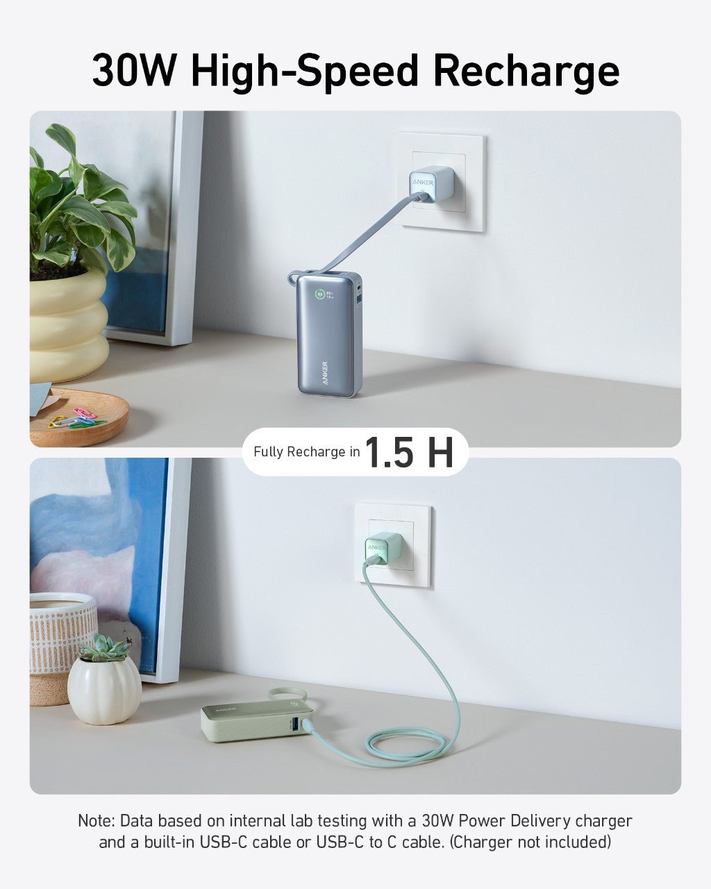 Anker Nano Power Bank (30W, Built-In USB-C Cable) - The Coin Has A Say