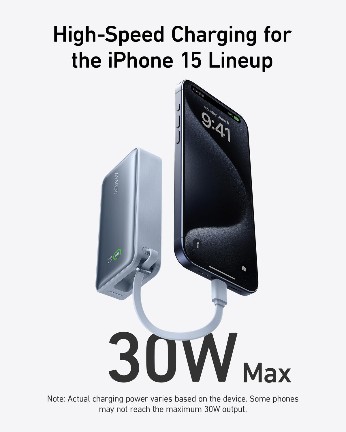 Anker Nano Power Bank (30W, Built-In USB-C Cable) - The Coin Has A Say