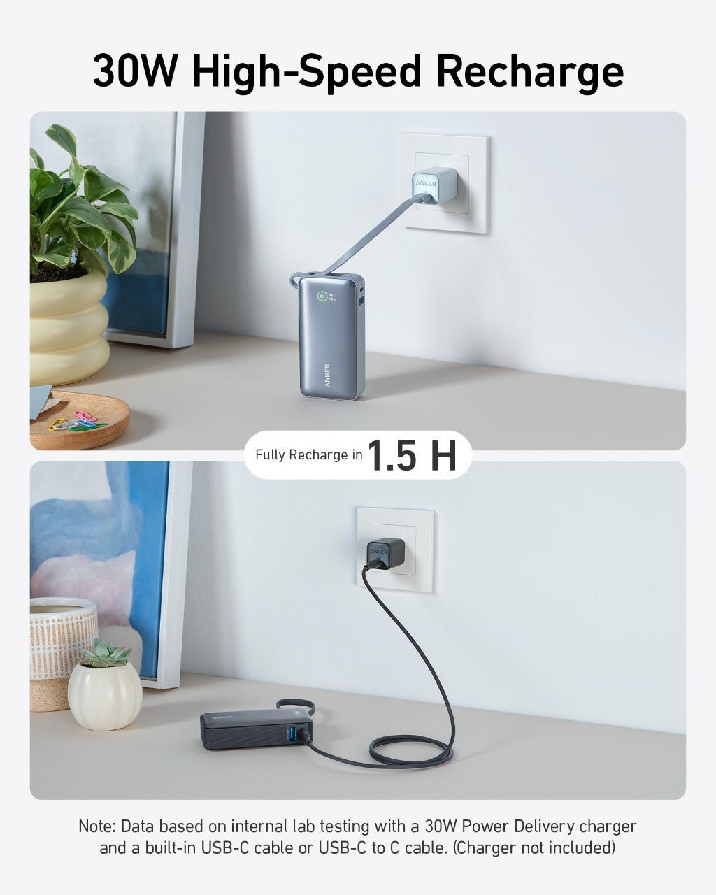 Anker Nano Power Bank (30W, Built-In USB-C Cable) - The Coin Has A Say