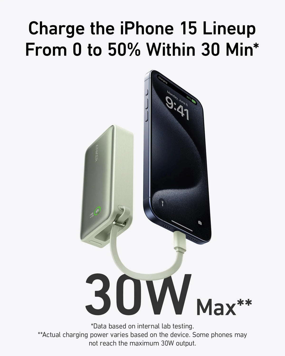 Anker Nano Power Bank (30W, Built-In USB-C Cable) - The Coin Has A Say
