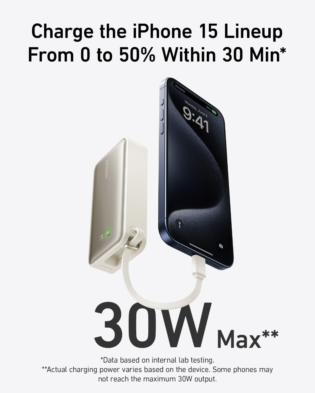 Anker Nano Power Bank (30W, Built-In USB-C Cable) - The Coin Has A Say