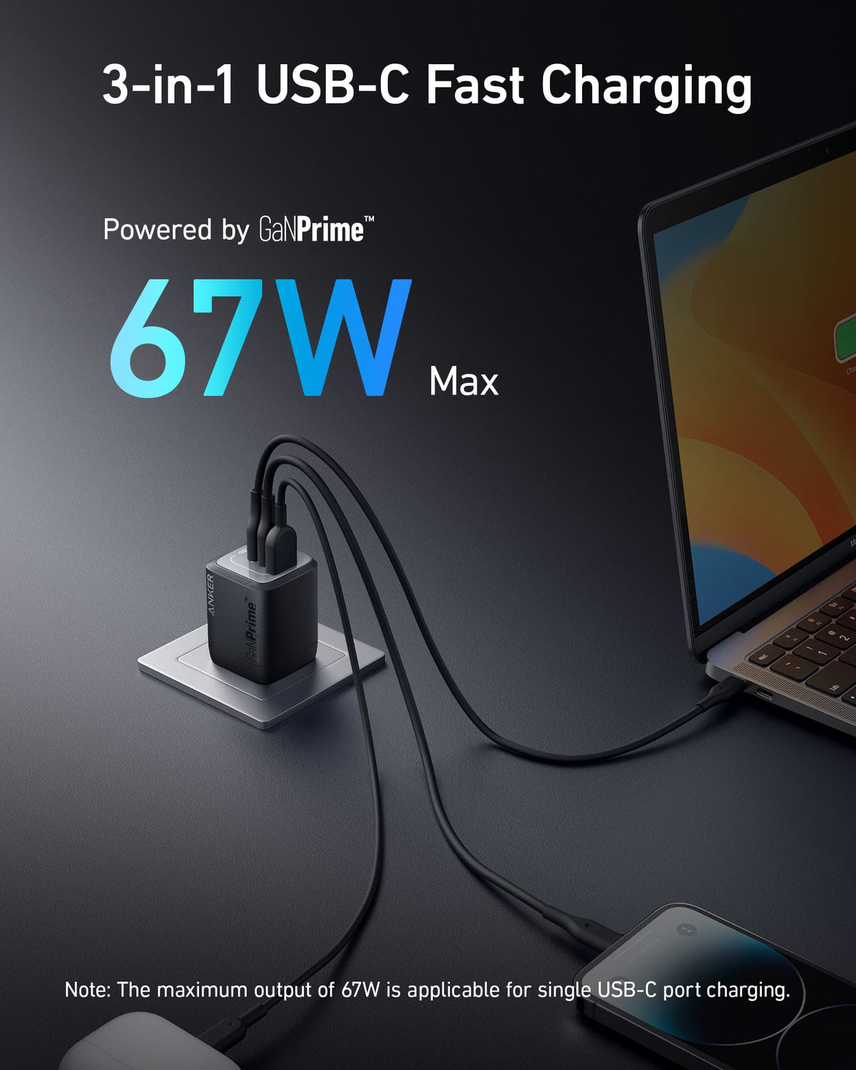 Anker Prime 67W GaN Wall Charger (3 Ports) - The Coin Has A Say