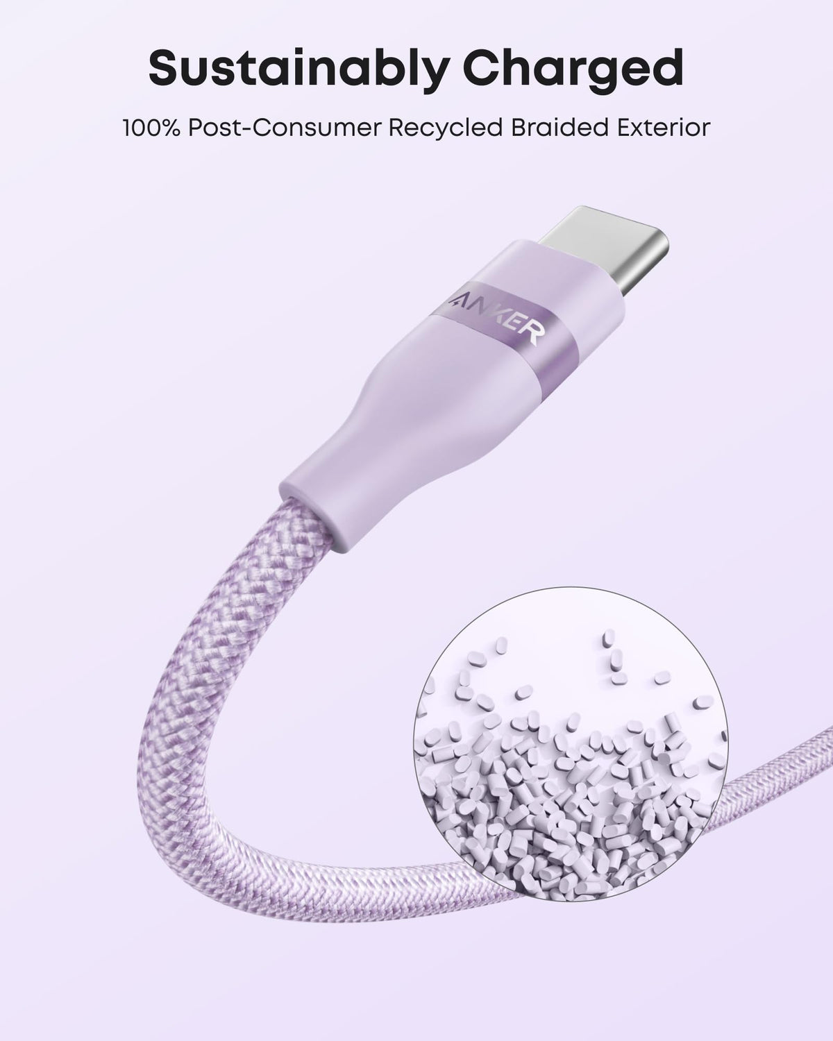 Anker USB-A to USB-C Cable (3 ft / 6 ft, Upcycled-Braided) - The Coin Has A Say
