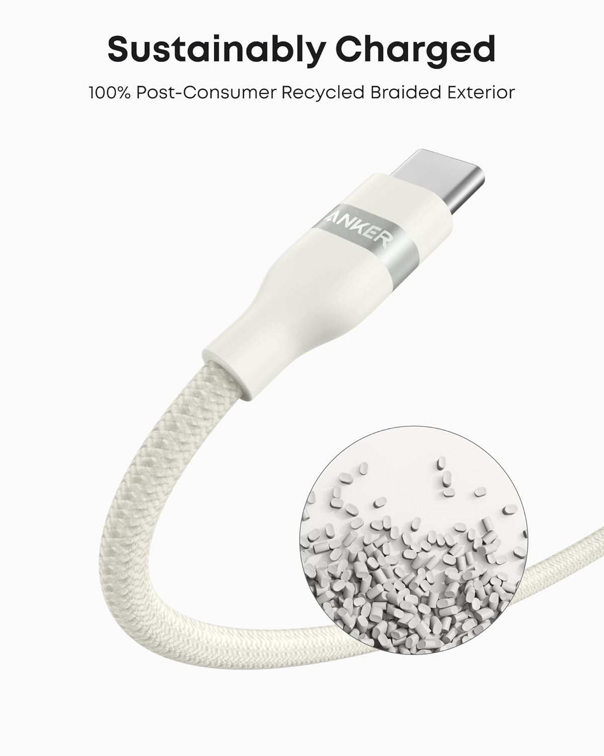 Anker USB-A to USB-C Cable (3 ft / 6 ft, Upcycled-Braided) - The Coin Has A Say