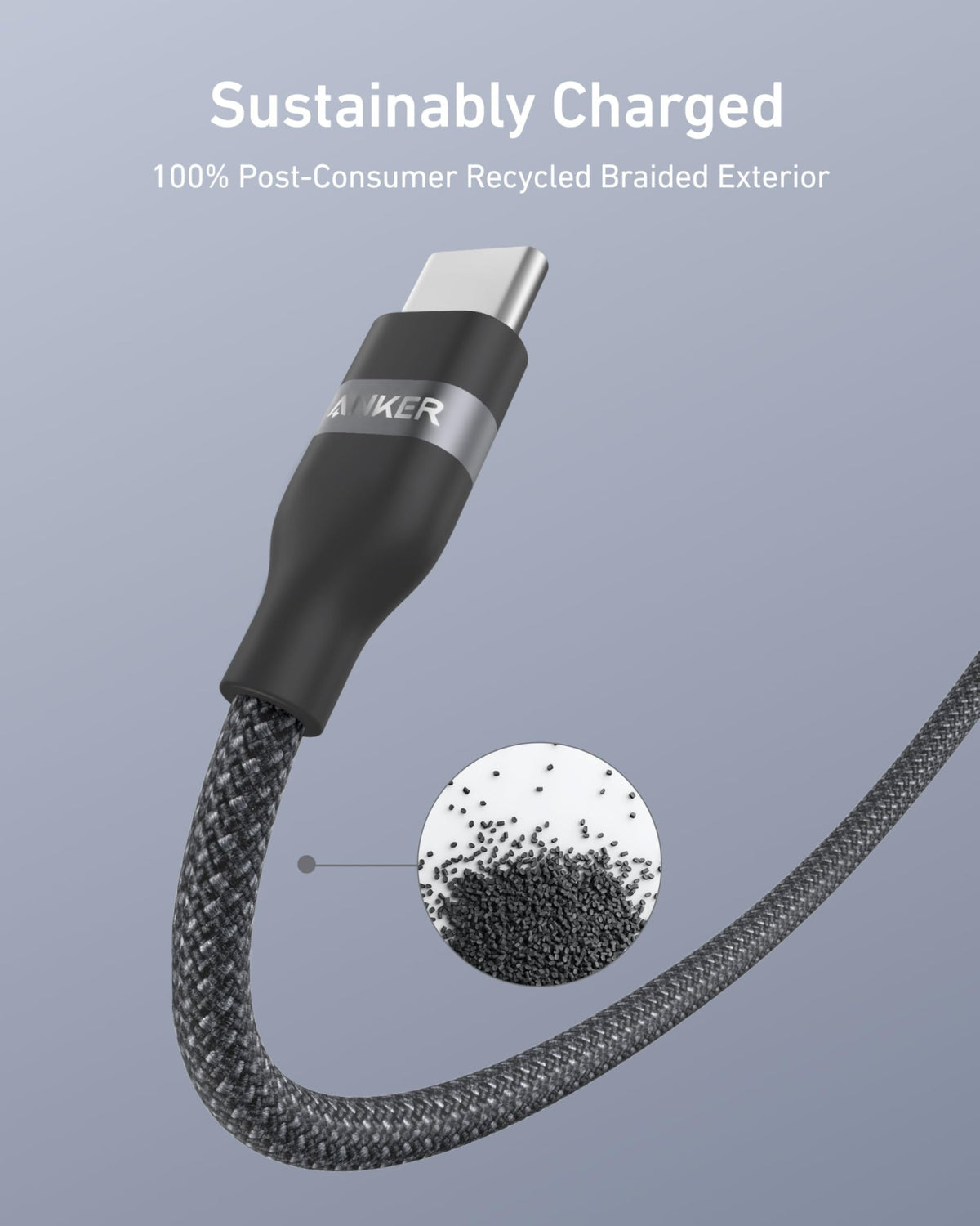 Anker USB-A to USB-C Cable (3 ft / 6 ft, Upcycled-Braided) - The Coin Has A Say