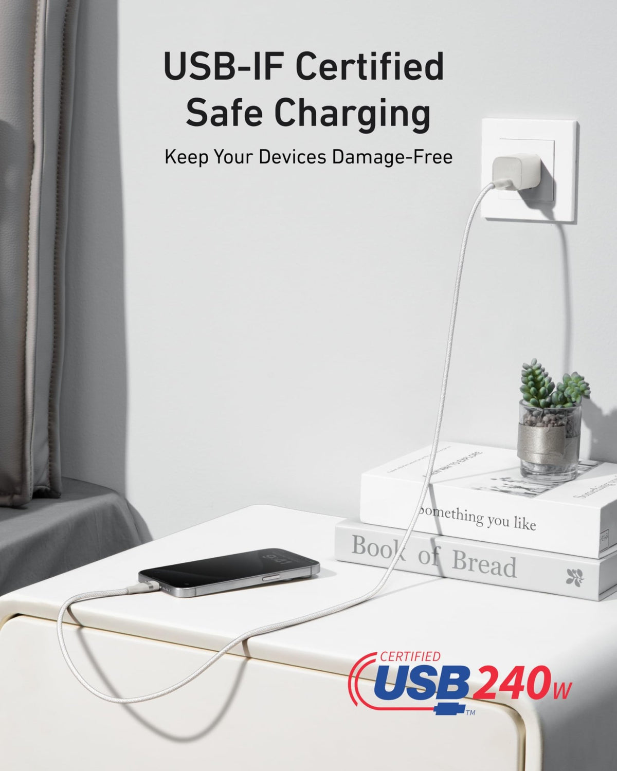 Anker USB-C to USB-C Cable (3 ft / 6 ft, 240W, Upcycled-Braided) - The Coin Has A Say