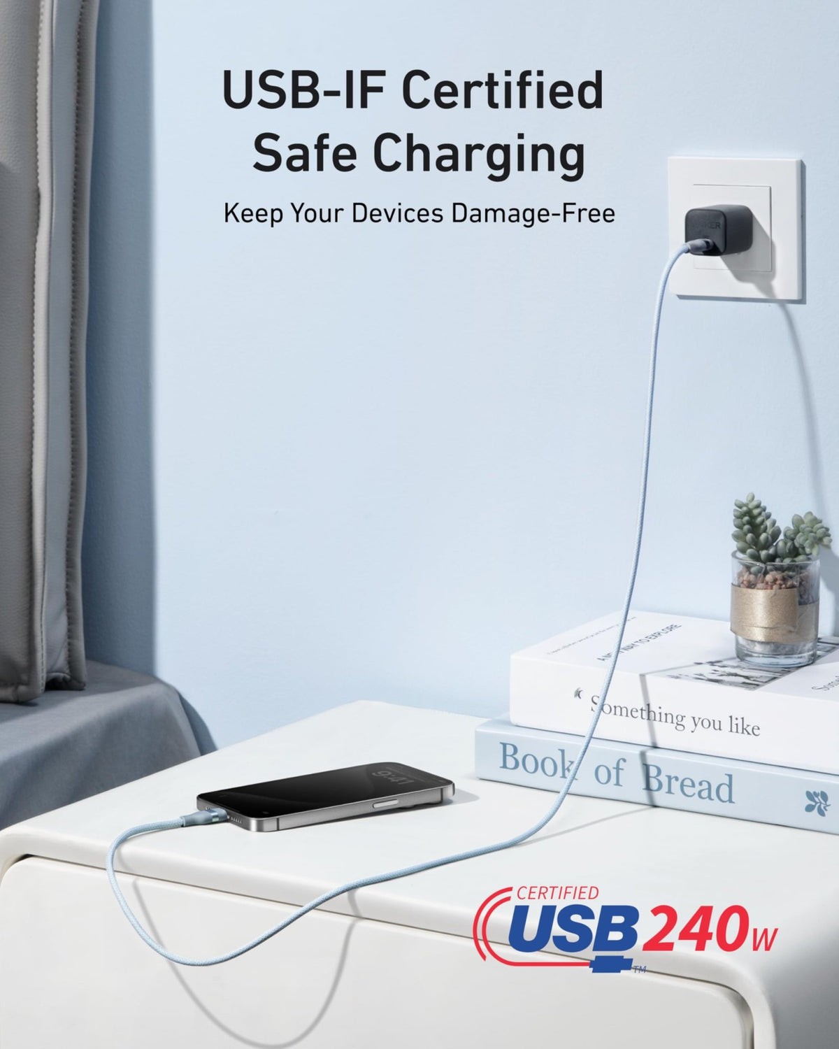 Anker USB-C to USB-C Cable (3 ft / 6 ft, 240W, Upcycled-Braided) - The Coin Has A Say