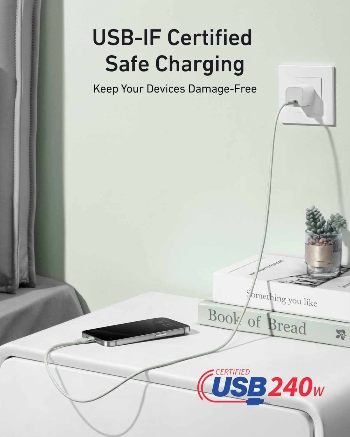 Anker USB-C to USB-C Cable (3 ft / 6 ft, 240W, Upcycled-Braided) - The Coin Has A Say