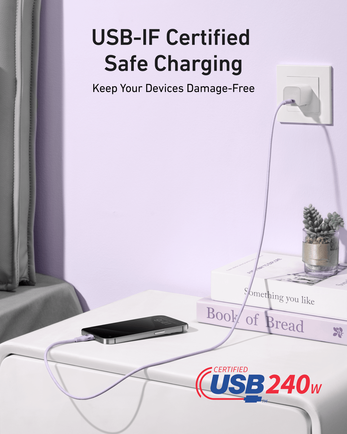 Anker USB-C to USB-C Cable (3 ft / 6 ft, 240W, Upcycled-Braided) - The Coin Has A Say