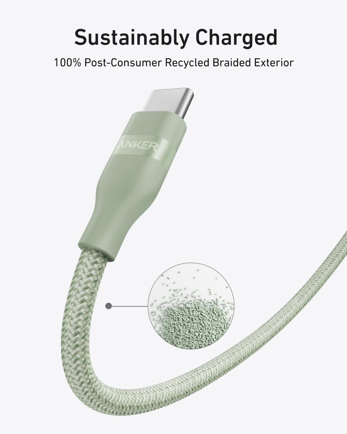 Anker USB-C to USB-C Cable (3 ft / 6 ft, 240W, Upcycled-Braided) - The Coin Has A Say