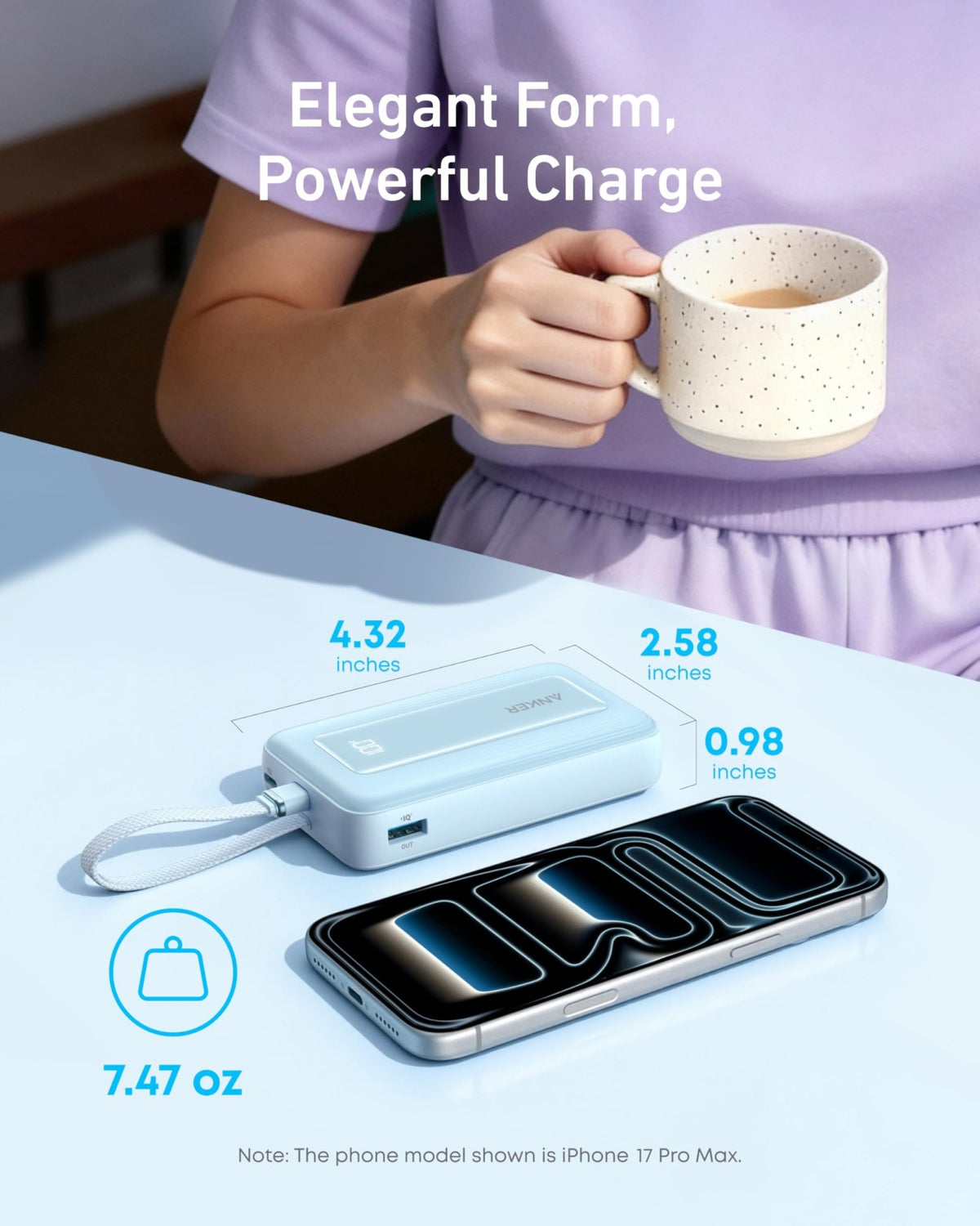 Anker Zolo Power Bank (10K, 30W) with a 5.4-inch (13.7 cm) built-in USB-C cable. - The Coin Has A Say