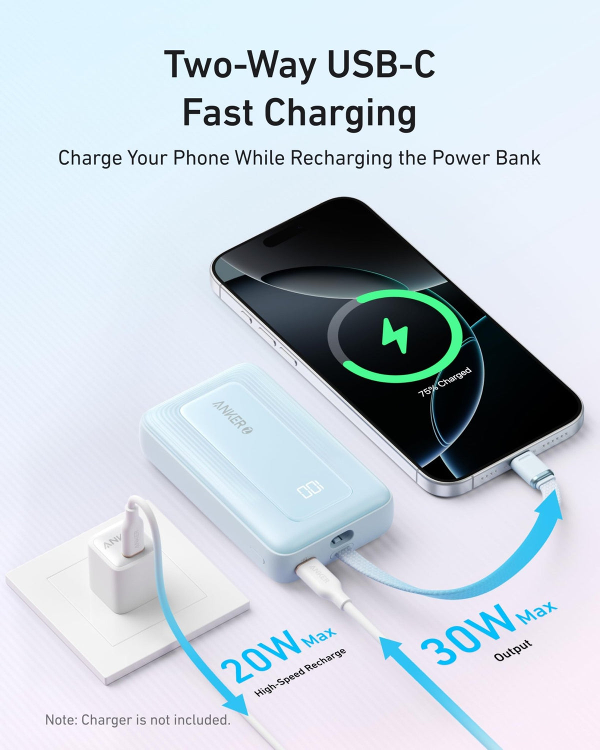 Anker Zolo Power Bank (10K, 30W) with a 5.4-inch (13.7 cm) built-in USB-C cable. - The Coin Has A Say