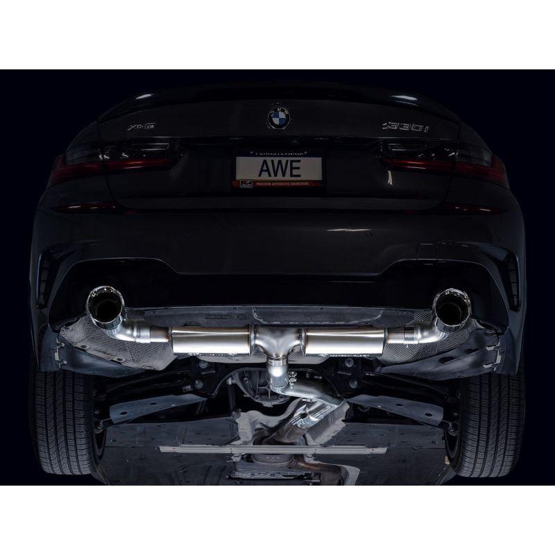 AWE 19-23 BMW 330i / 21-23 BMW 430i Base G2X Touring Axle Back Exhaust - Chrome Silver - The Coin Has A Say