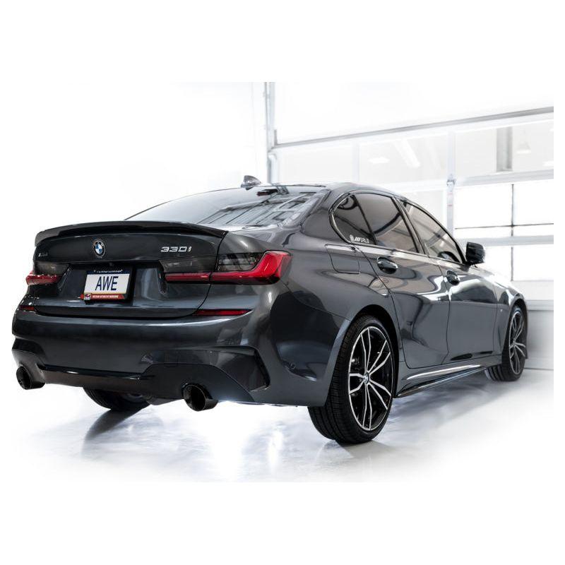 AWE 19-23 BMW 330i / 21-23 BMW 430i Base G2X Track Edition Axle Back Exhaust - Diamond Black - The Coin Has A Say