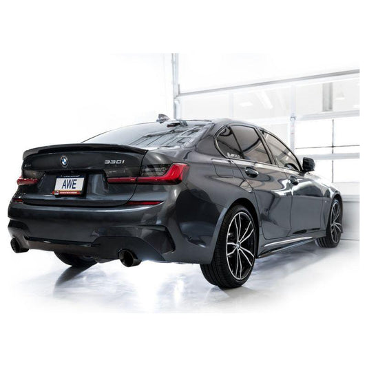 AWE 19-23 BMW 330i / 21-23 BMW 430i Base G2X Track Edition Axle Back Exhaust - Diamond Black - The Coin Has A Say