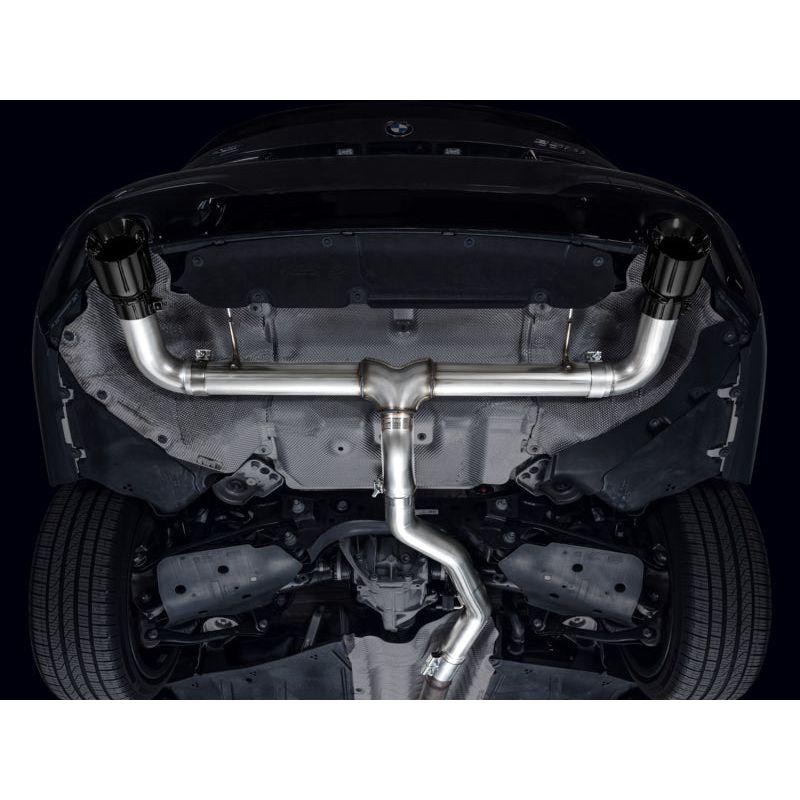 AWE 19-23 BMW 330i / 21-23 BMW 430i Base G2X Track Edition Axle Back Exhaust - Diamond Black - The Coin Has A Say