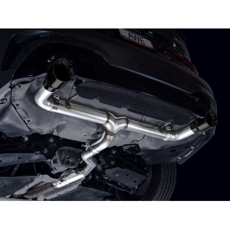 AWE 19-23 BMW 330i / 21-23 BMW 430i Base G2X Track Edition Axle Back Exhaust - Diamond Black - The Coin Has A Say