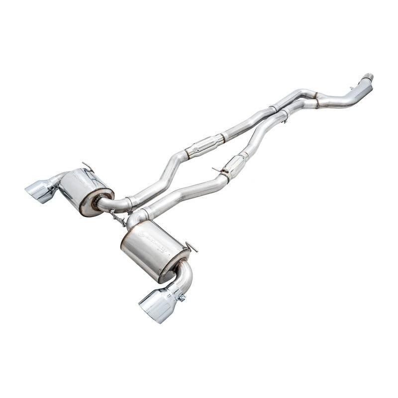 AWE 2020 Toyota Supra A90 Resonated Touring Edition Exhaust - 5in Chrome Silver Tips - The Coin Has A Say