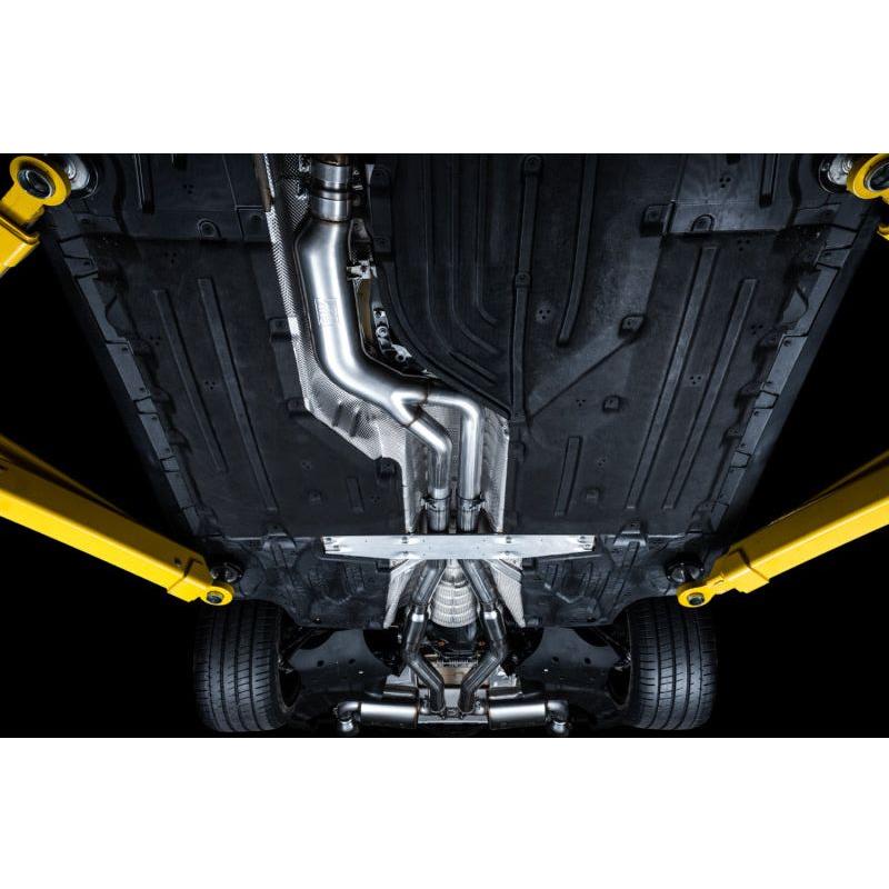 AWE 2020 Toyota Supra A90 Resonated Touring Edition Exhaust - 5in Chrome Silver Tips - The Coin Has A Say
