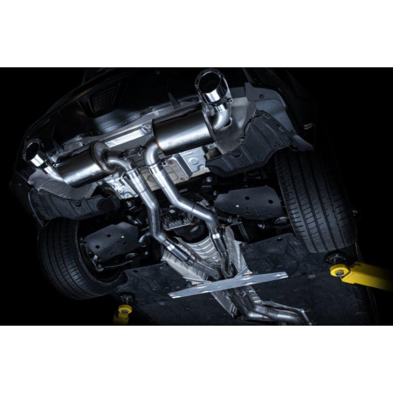 AWE 2020 Toyota Supra A90 Resonated Touring Edition Exhaust - 5in Chrome Silver Tips - The Coin Has A Say