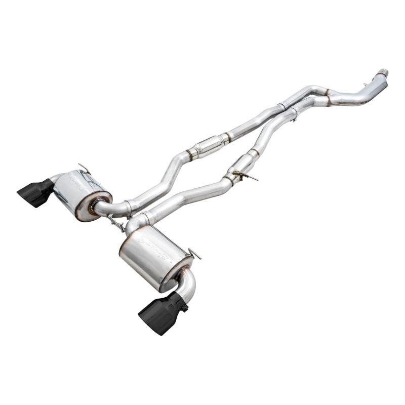 AWE 2020 Toyota Supra A90 Resonated Touring Edition Exhaust - 5in Diamond Black Tips - The Coin Has A Say