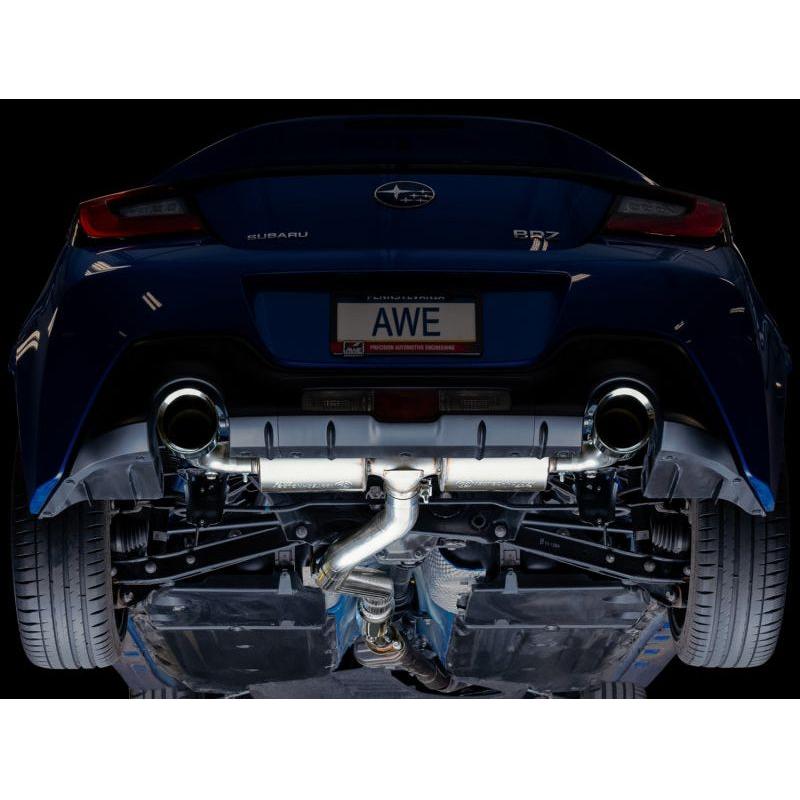 AWE Subaru BRZ/ Toyota GR86/ Toyota 86 Touring Edition Cat-Back Exhaust- Chrome Silver Tips - The Coin Has A Say
